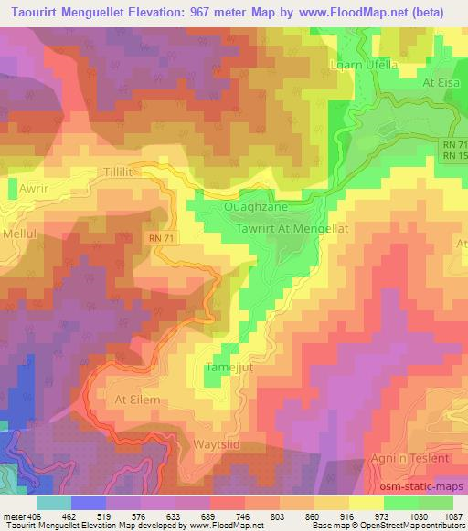 Taourirt Menguellet,Algeria Elevation Map