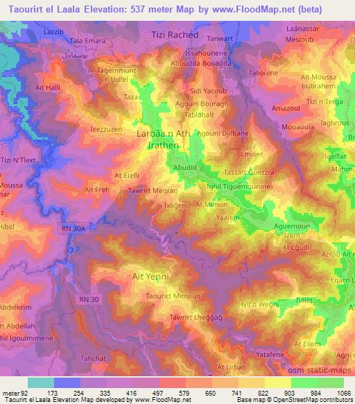 Taourirt el Laala,Algeria Elevation Map