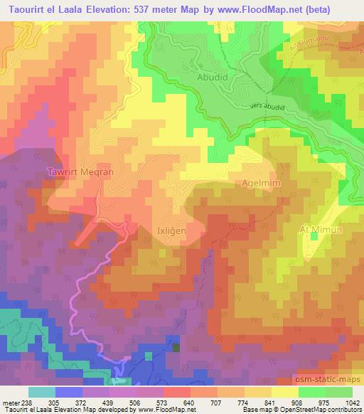 Taourirt el Laala,Algeria Elevation Map