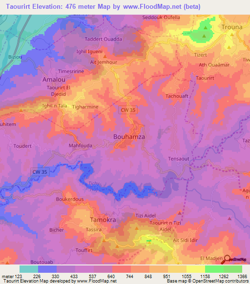 Taourirt,Algeria Elevation Map