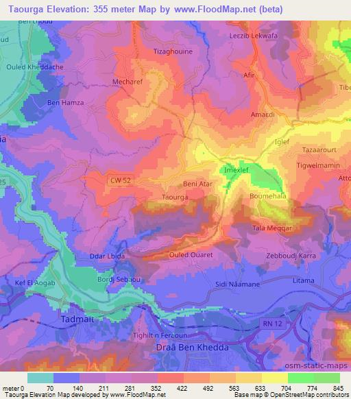 Taourga,Algeria Elevation Map