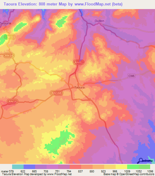 Taoura,Algeria Elevation Map