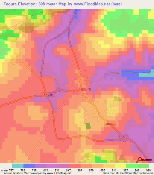 Taoura,Algeria Elevation Map