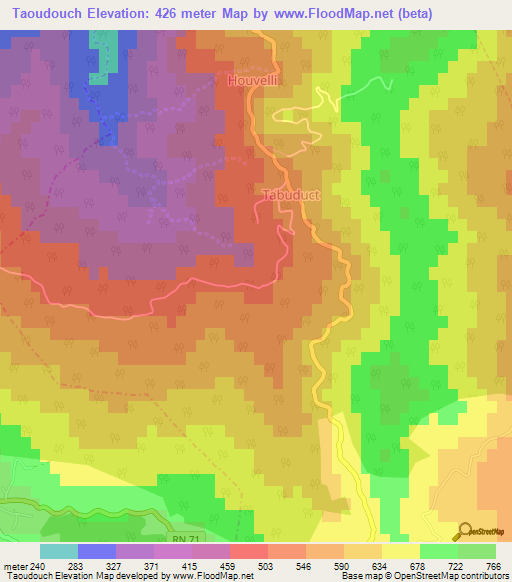 Taoudouch,Algeria Elevation Map