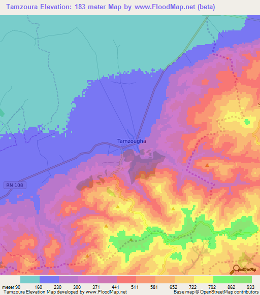 Tamzoura,Algeria Elevation Map
