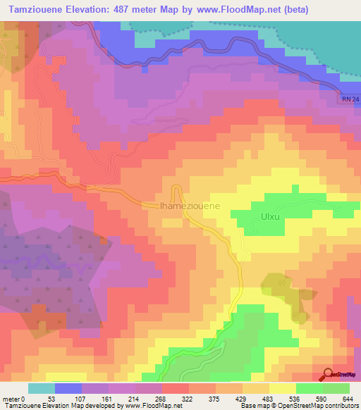 Tamziouene,Algeria Elevation Map