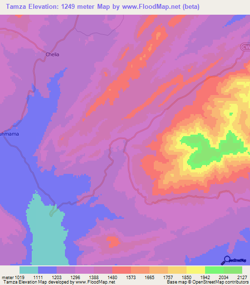 Tamza,Algeria Elevation Map