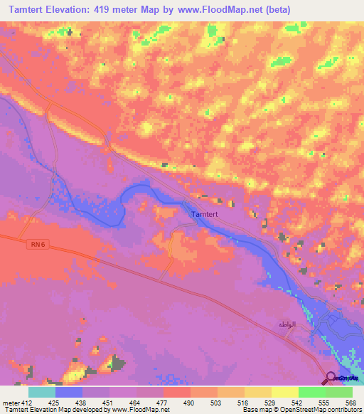 Tamtert,Algeria Elevation Map