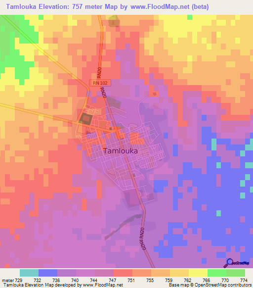 Tamlouka,Algeria Elevation Map