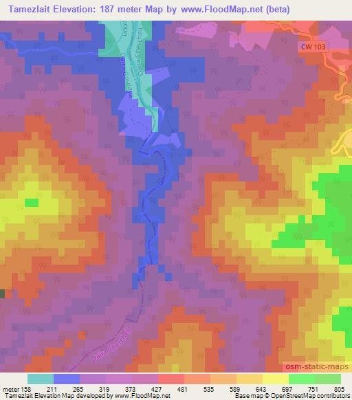 Tamezlait,Algeria Elevation Map