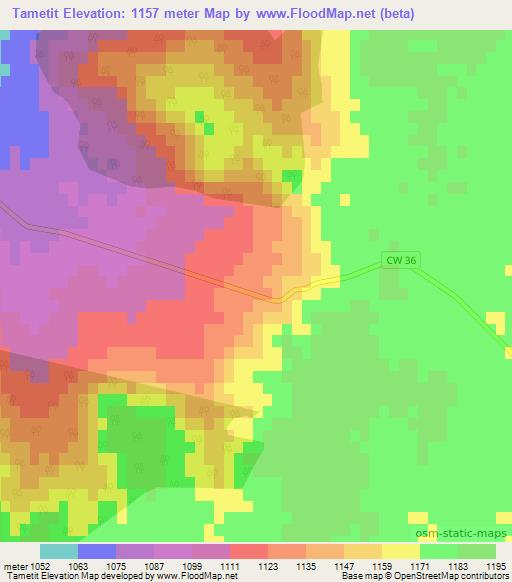 Tametit,Algeria Elevation Map