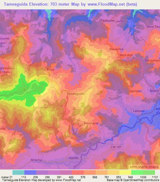 Tamesguida,Algeria Elevation Map