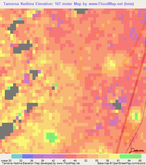 Tamerna Kedima,Algeria Elevation Map