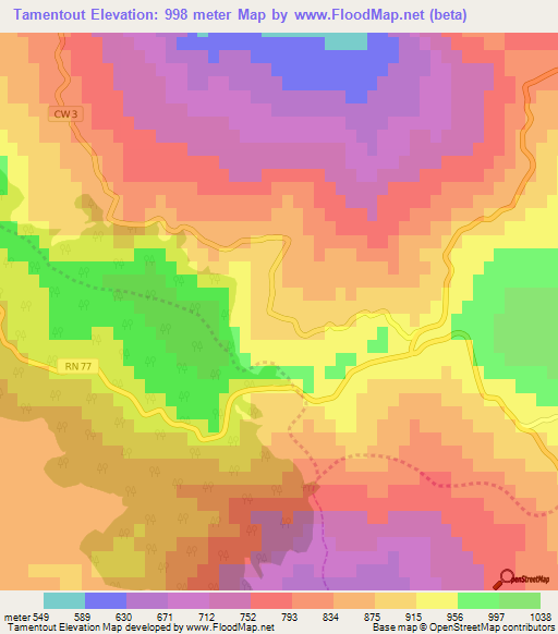 Tamentout,Algeria Elevation Map