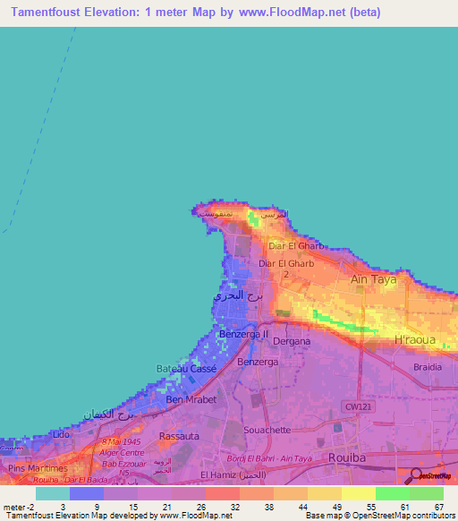 Tamentfoust,Algeria Elevation Map