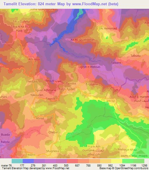 Tamelit,Algeria Elevation Map