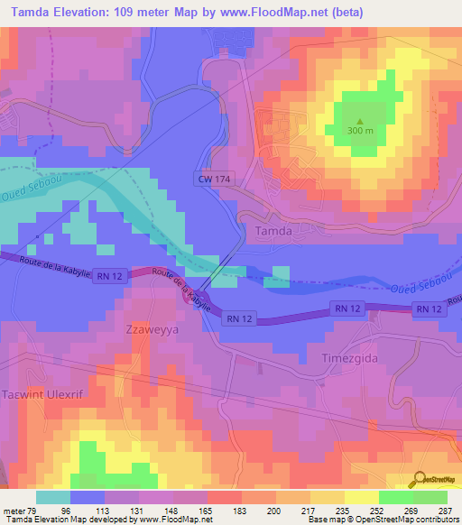 Tamda,Algeria Elevation Map