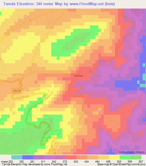 Tamda,Algeria Elevation Map