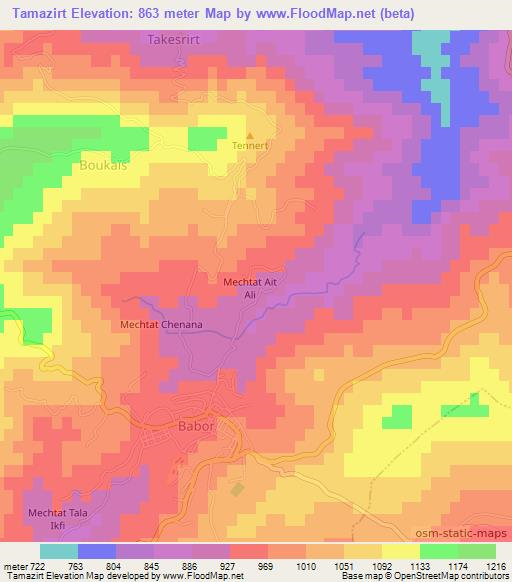 Tamazirt,Algeria Elevation Map