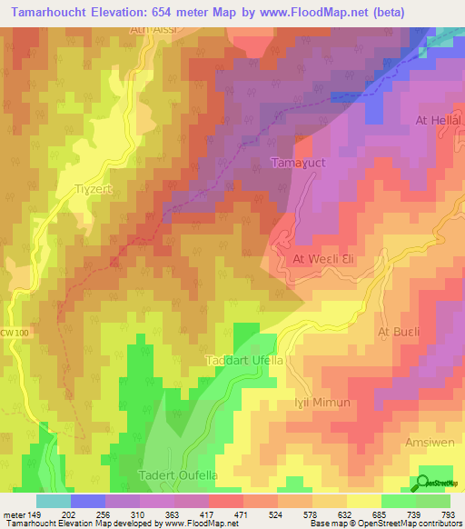 Tamarhoucht,Algeria Elevation Map