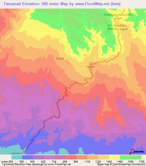Tamamait,Algeria Elevation Map