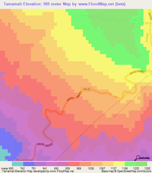 Tamamait,Algeria Elevation Map