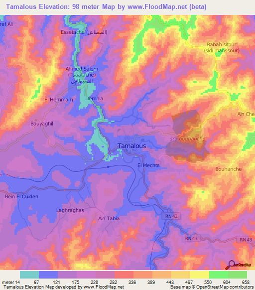 Tamalous,Algeria Elevation Map