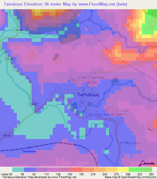 Tamalous,Algeria Elevation Map