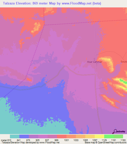 Talzaza,Algeria Elevation Map
