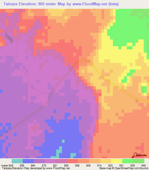 Talzaza,Algeria Elevation Map