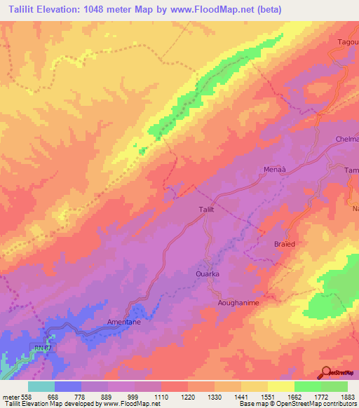 Talilit,Algeria Elevation Map