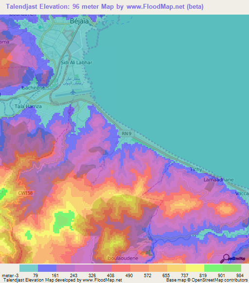 Talendjast,Algeria Elevation Map