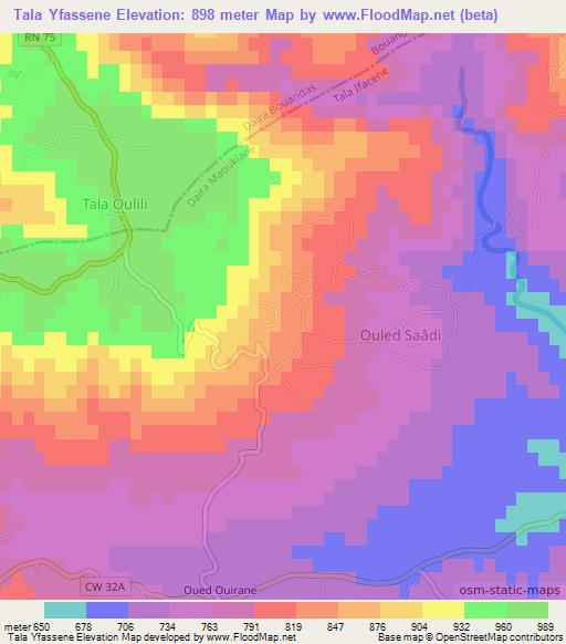 Tala Yfassene,Algeria Elevation Map