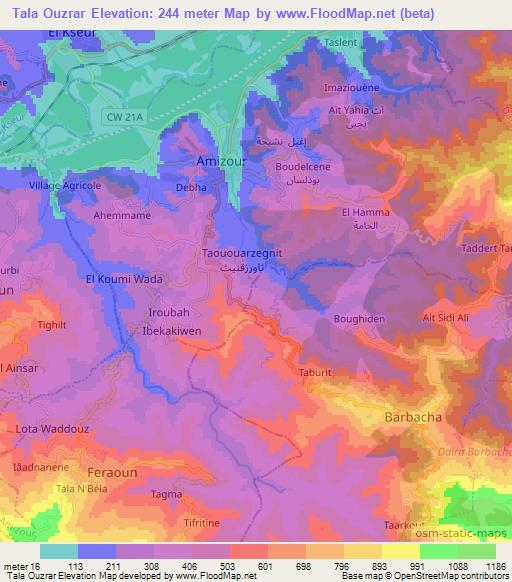 Tala Ouzrar,Algeria Elevation Map
