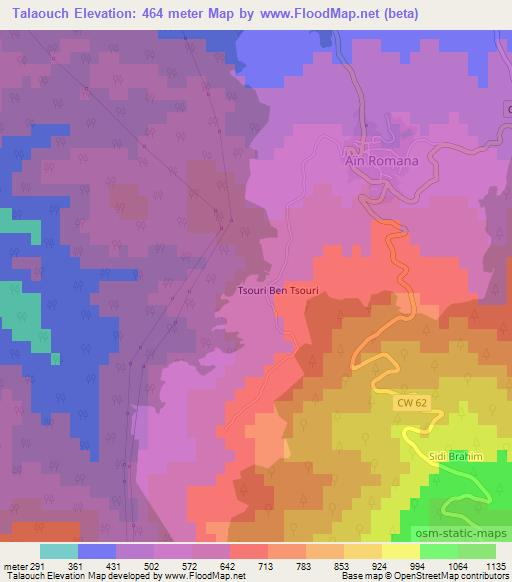 Talaouch,Algeria Elevation Map