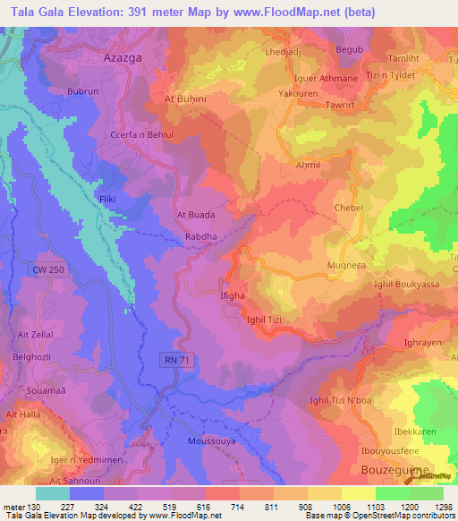 Tala Gala,Algeria Elevation Map