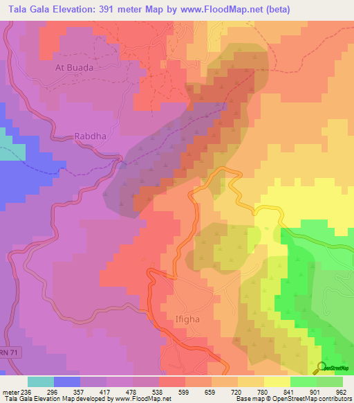 Tala Gala,Algeria Elevation Map