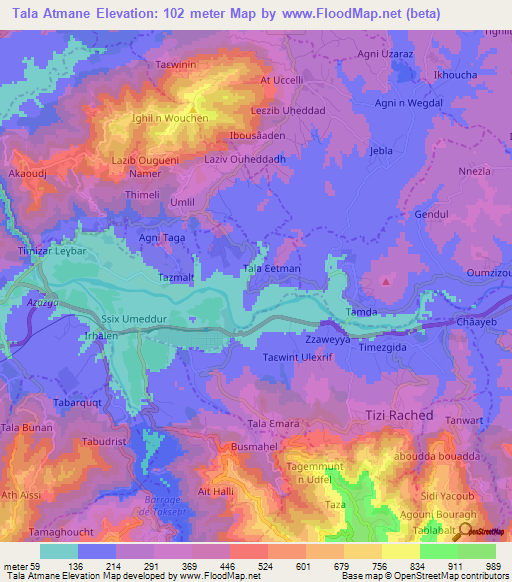 Tala Atmane,Algeria Elevation Map