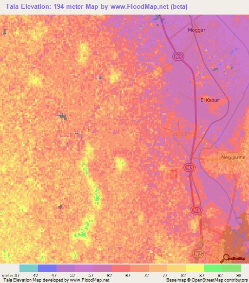Tala,Algeria Elevation Map
