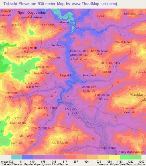 Taksebt,Algeria Elevation Map