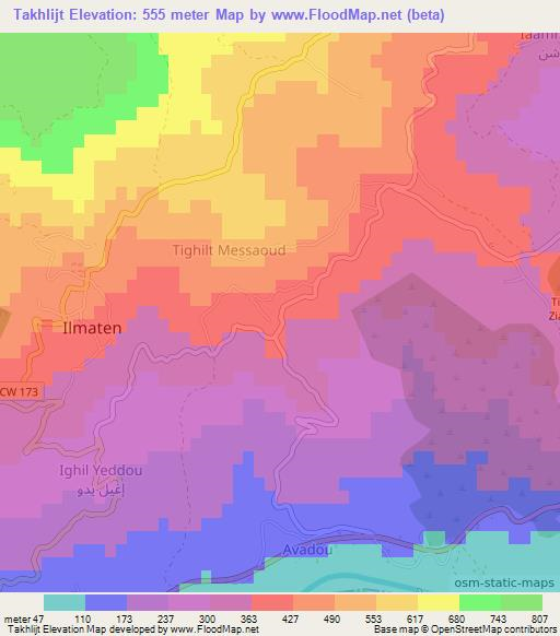 Takhlijt,Algeria Elevation Map
