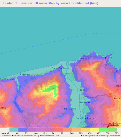 Takdempt,Algeria Elevation Map