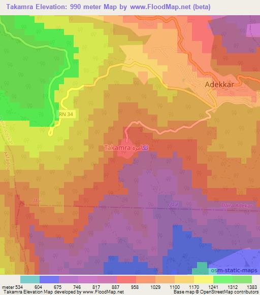 Takamra,Algeria Elevation Map