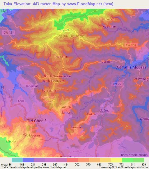 Taka,Algeria Elevation Map