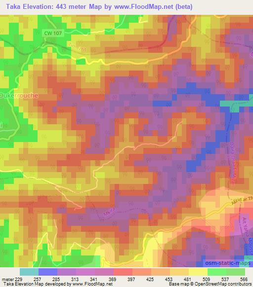 Taka,Algeria Elevation Map