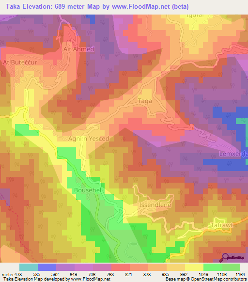 Taka,Algeria Elevation Map