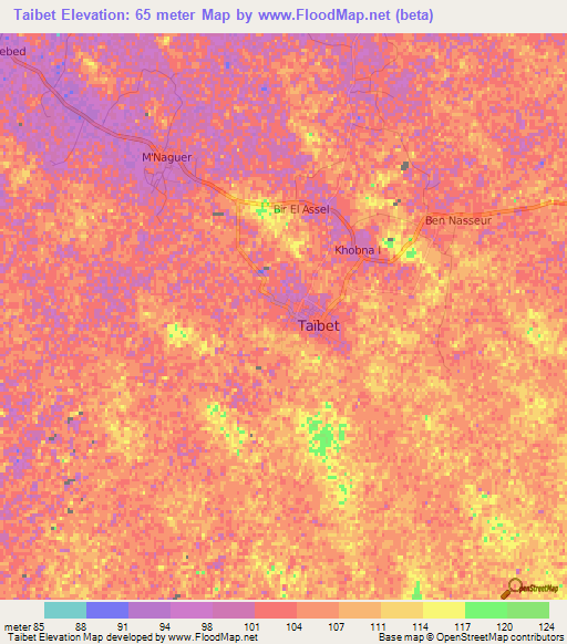 Taibet,Algeria Elevation Map