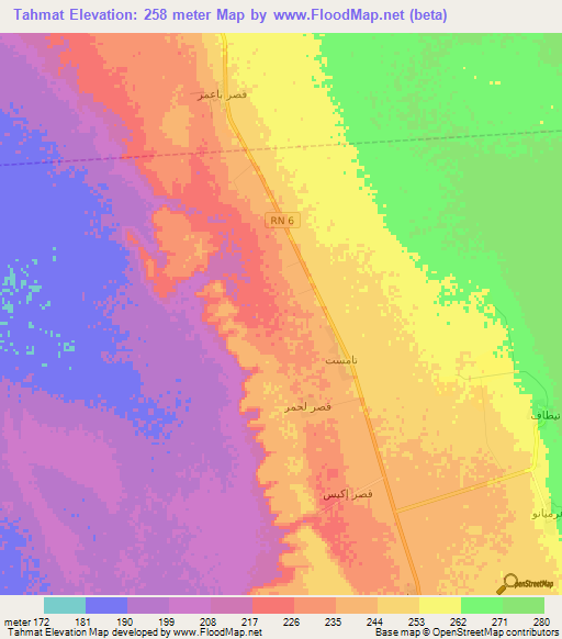 Tahmat,Algeria Elevation Map