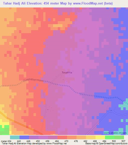 Tahar Hadj Ali,Algeria Elevation Map