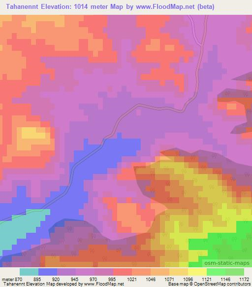 Tahanennt,Algeria Elevation Map